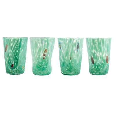 Set of Four 4 Murano Glass Drinking Art Tumblers Green Hand Made Millefiori | eBay US