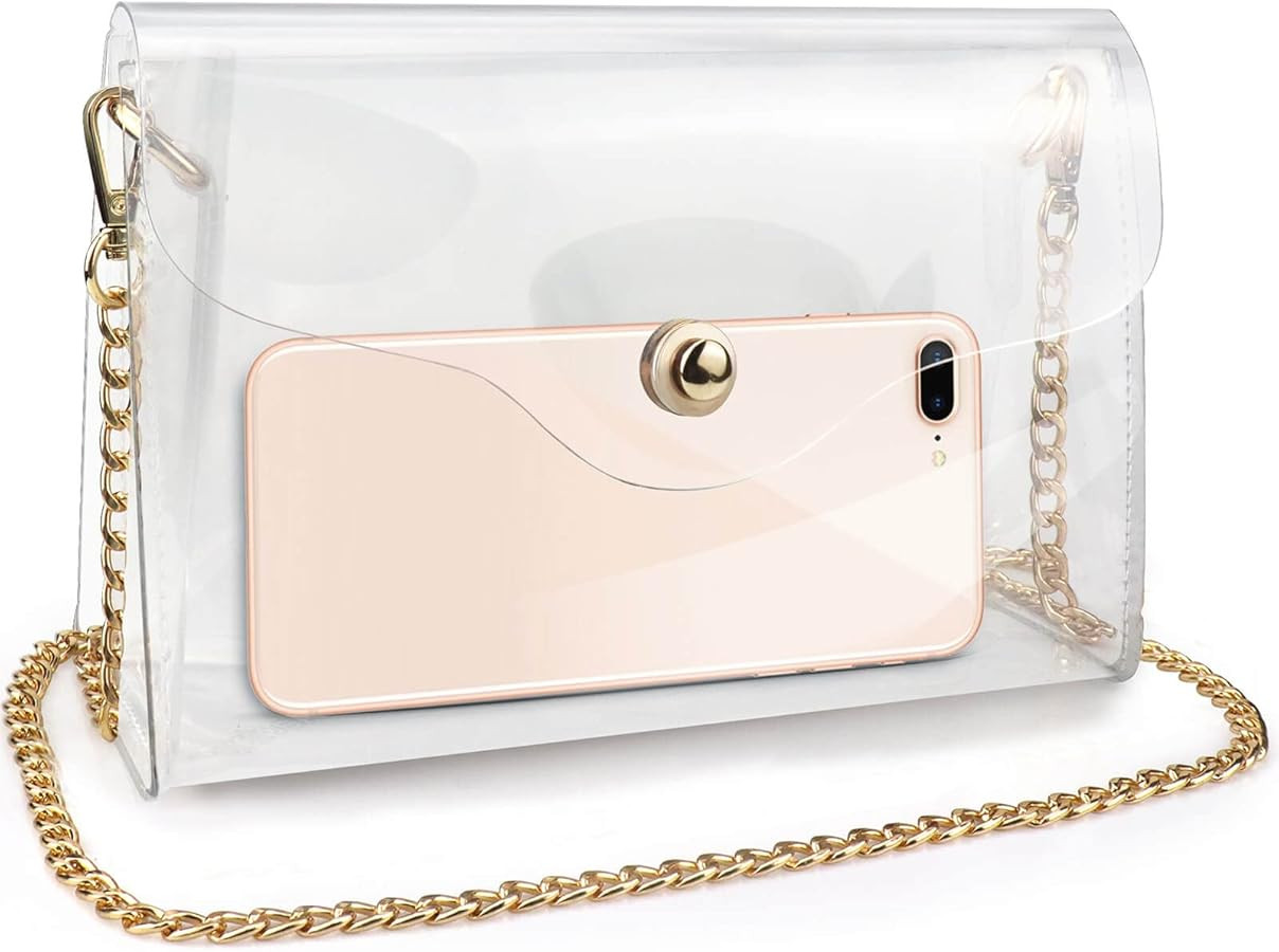 Clear Purse for Women, Clear Crossbody Bag Stadium Approved, Clear Bag for Stadium Events with Ma... | Amazon (US)