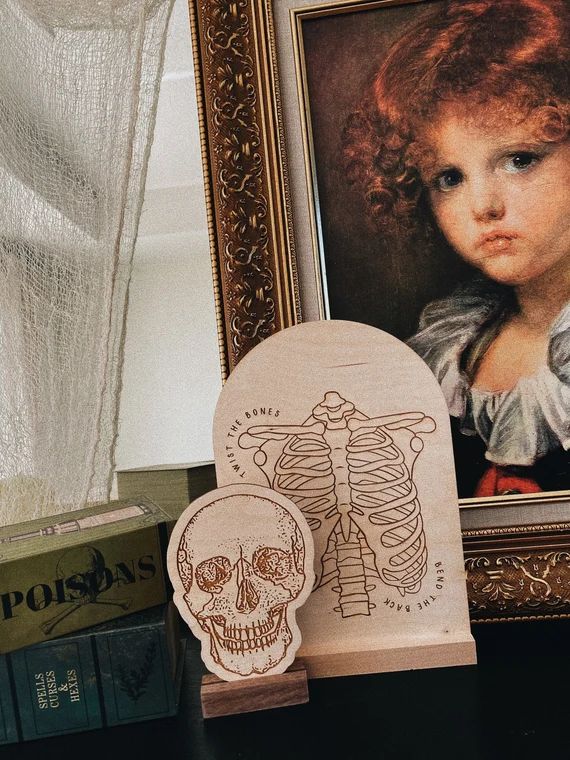 Skull & Skeleton Torso Modern Decor, Engraved Spooky Season Design, Twist The Bones, Bend The Bac... | Etsy (US)
