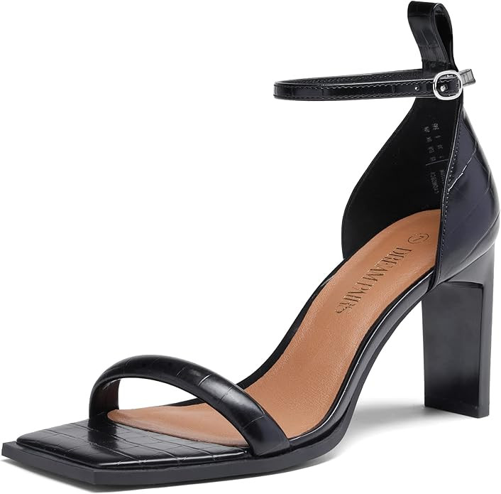 DREAM PAIRS High Heels Chunky Block Square Toe Heels for Women Sexy Dressy Open Toe Chain Heel Sa... | Amazon (US)