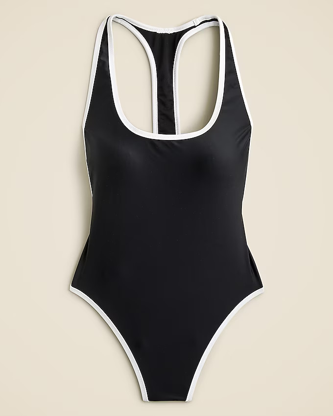 Tipped racerback one-piece swimsuit | J. Crew US