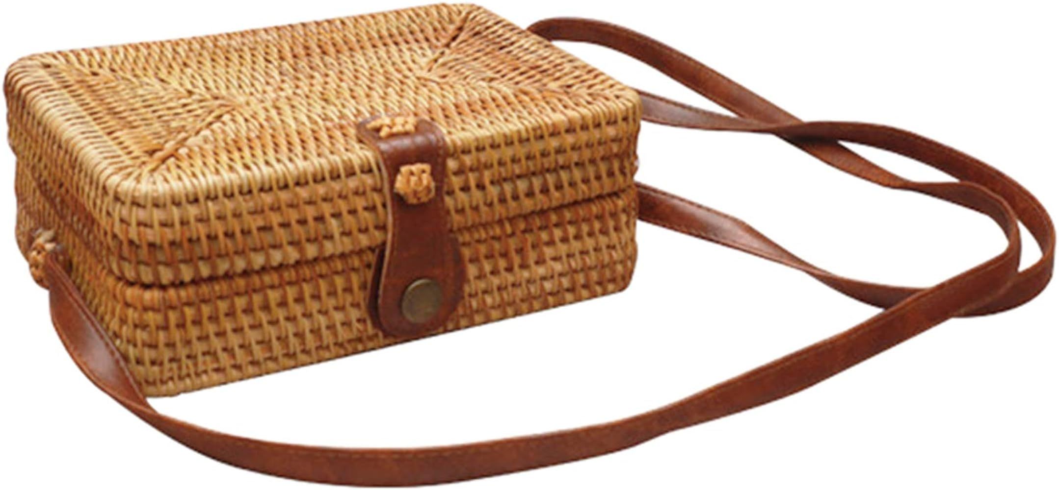 Women's Bali Rattan CrossbodyBags Handmade Straw Bags Bohemian Shoulder Bag | Amazon (US)
