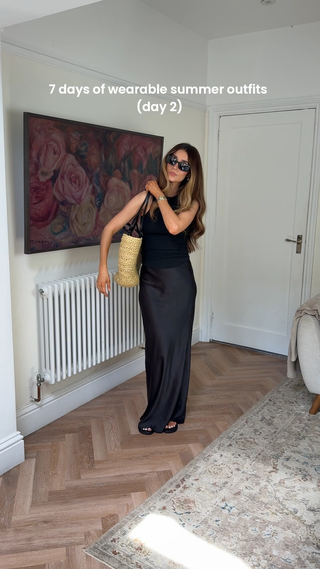 7 days of wearable summer outfits 🖤 

An all black outfit will always be a classic and still works for the summer months! Live the satin maxi skirt paired with the ribbed vest top and straw basket bag!

#LTKuk #LTKsummer #LTKspring