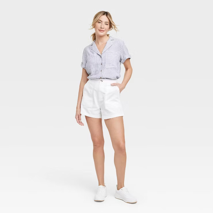Women's Linen Short Sleeve Button-Down Shirt - Universal Thread™ | Target