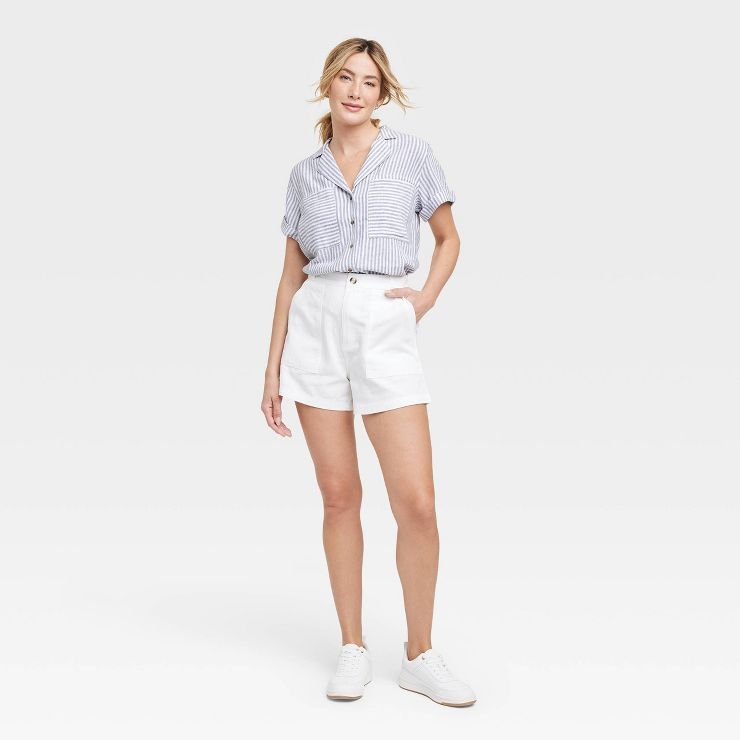 Women's Linen Short Sleeve Button-Down Shirt - Universal Thread™ | Target