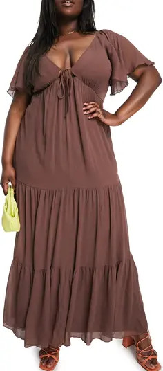 ASOS DESIGN Curve Cutout Chiffon Maxi Dress | Nordstrom | Nordstrom