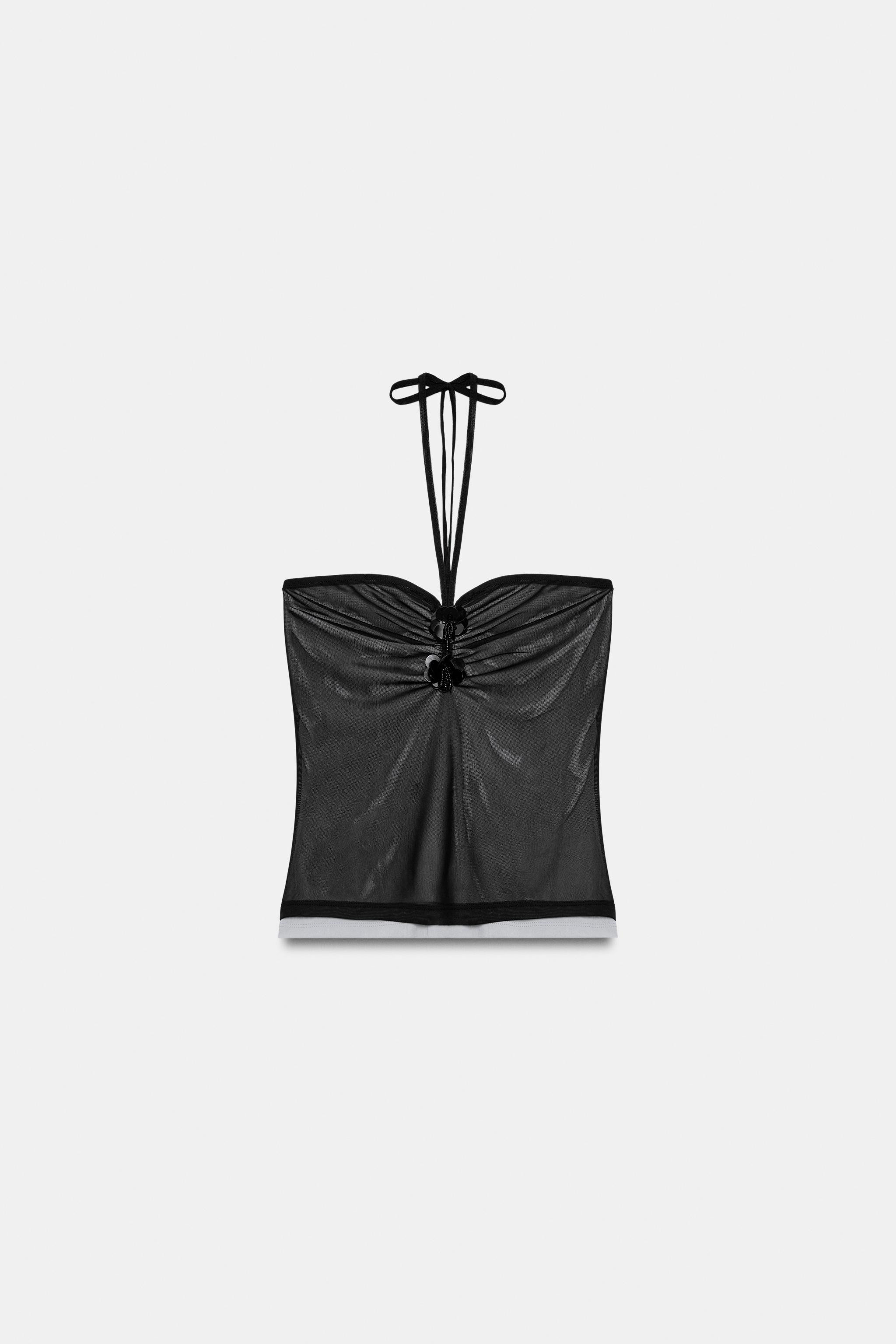 HALTER TULLE FLOWER TOP | Zara US