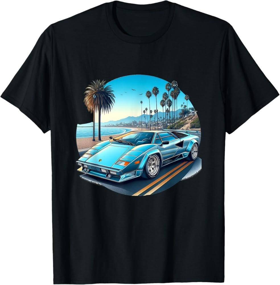 Classic Countach Italian Supercar Poster car Vice T-Shirt | Amazon (US)
