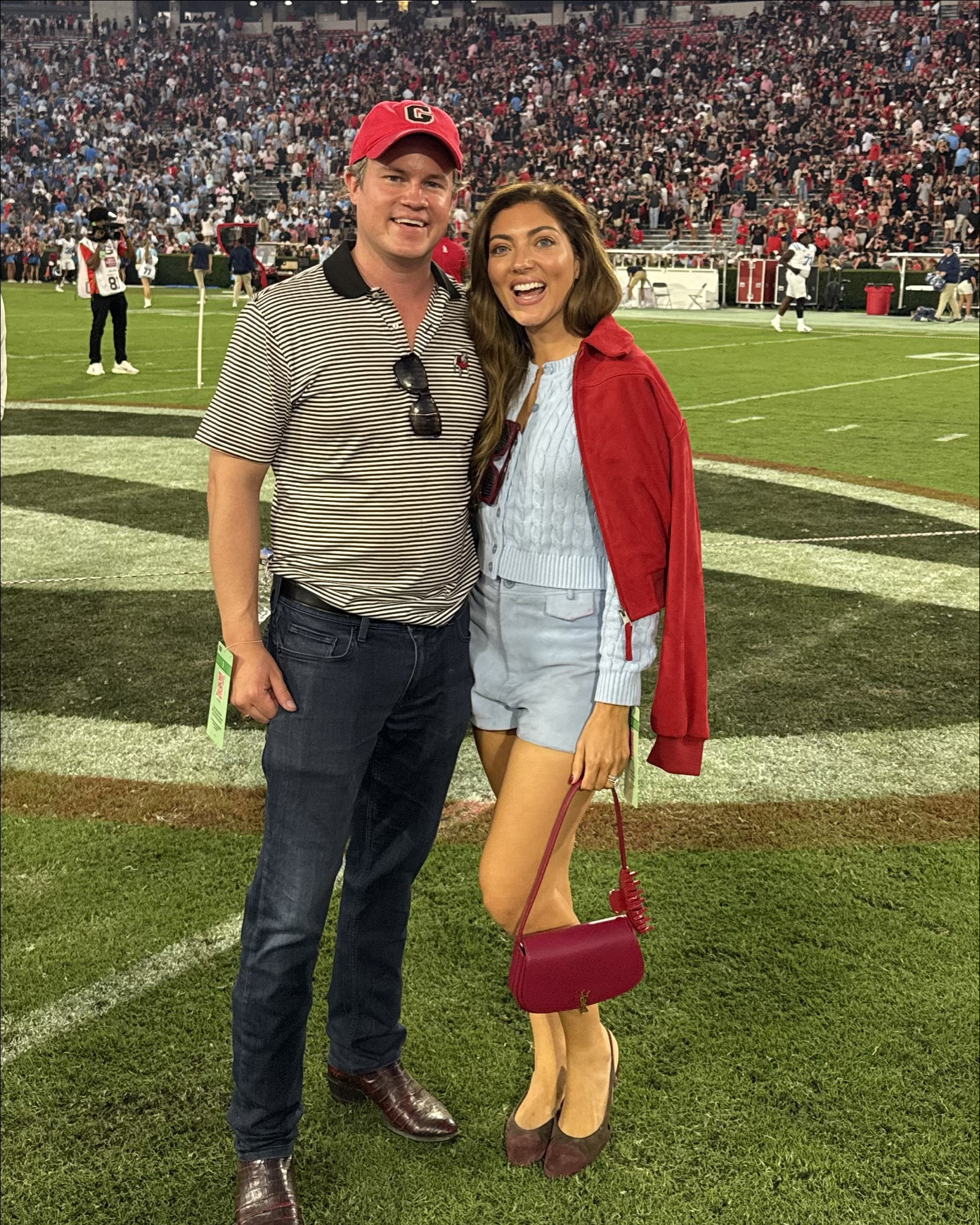 UGA Ole Miss game day outfit football Helsa Frankie’s bikinis YSL Chanel shoe alternatives 