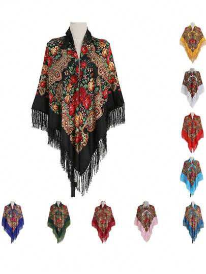 43.3"*43.3"/110cm Large Size Women's Printed Retro Peony Flower Traditional Shawl Women Scarf, Black/Red, With Style, Elegance, And As A Gift For Mom Boho Snood Valentine's Day Valentines | SHEIN