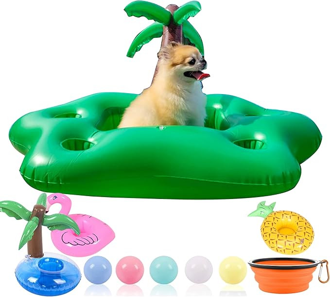 Dog Pool Floats Set, Dog Float Raft with Collapsible Dog Bowl, Non-Toxic Floating Dog Water Toys ... | Amazon (US)