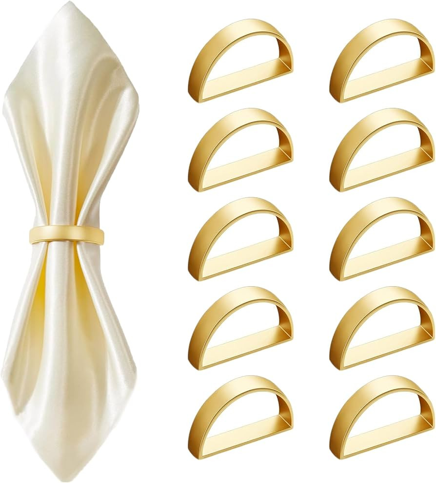 Gold Napkin Rings-10 Pcs Stainless Steel Napkin Rings,Metal Napkin Ring for Table Settings Weddin... | Amazon (US)
