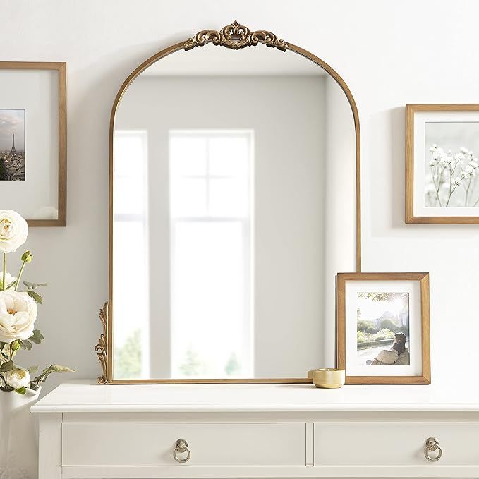 Kate and Laurel Myrcelle Traditional Arched Mirror, 25 x 33, Gold, Decorative Large Arch Mirror w... | Amazon (US)