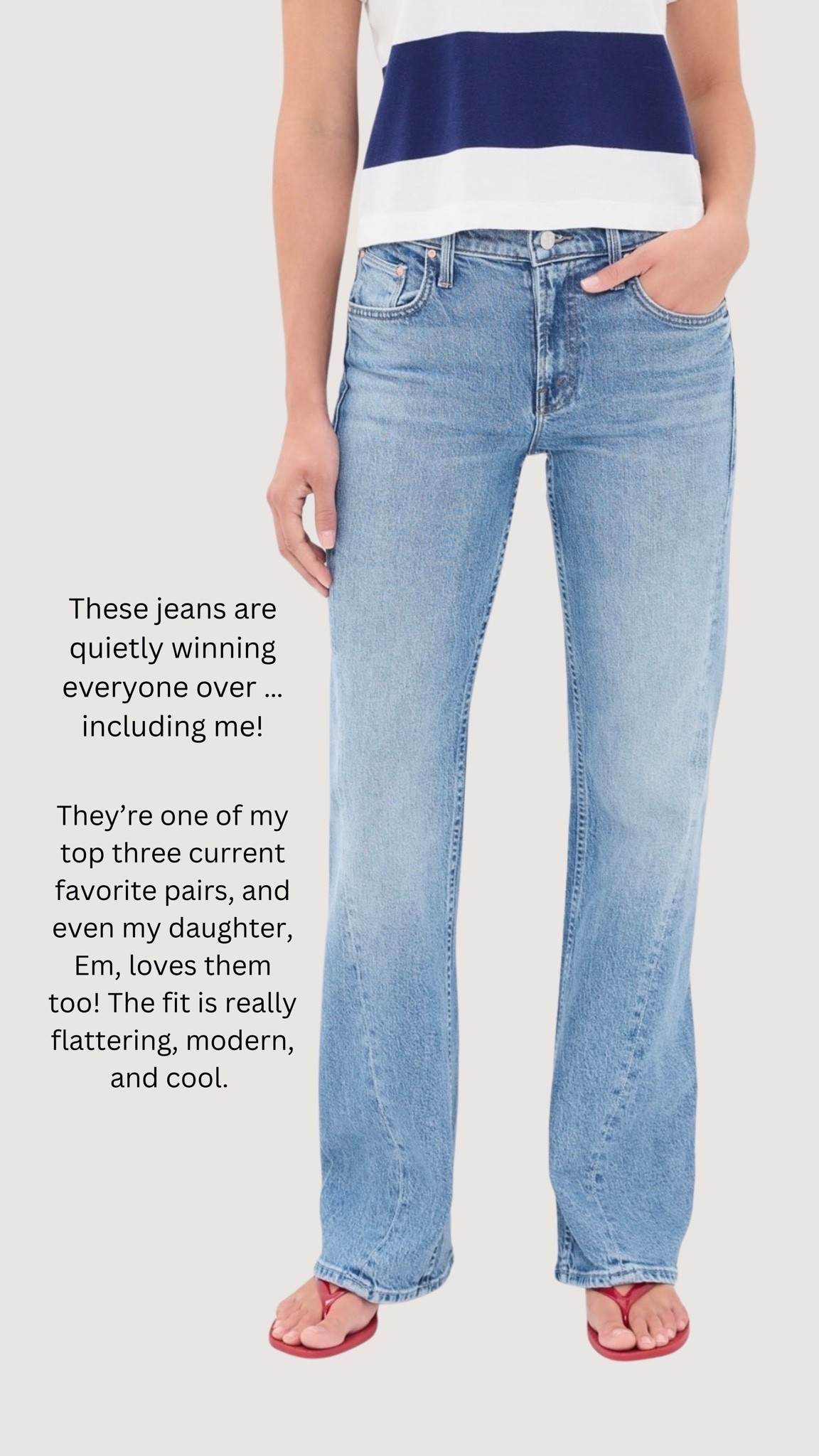 My new favorite jean!!! 💖 It’s a mid-rise, boot cut style, and it’s one worth trying. (For reference, I took my usual size 27.) 

Because it’s made of rigid denim, it isn’t super stretchy — but it does give, and once it does, you’ll never want to wash them!

#LTKSeasonal