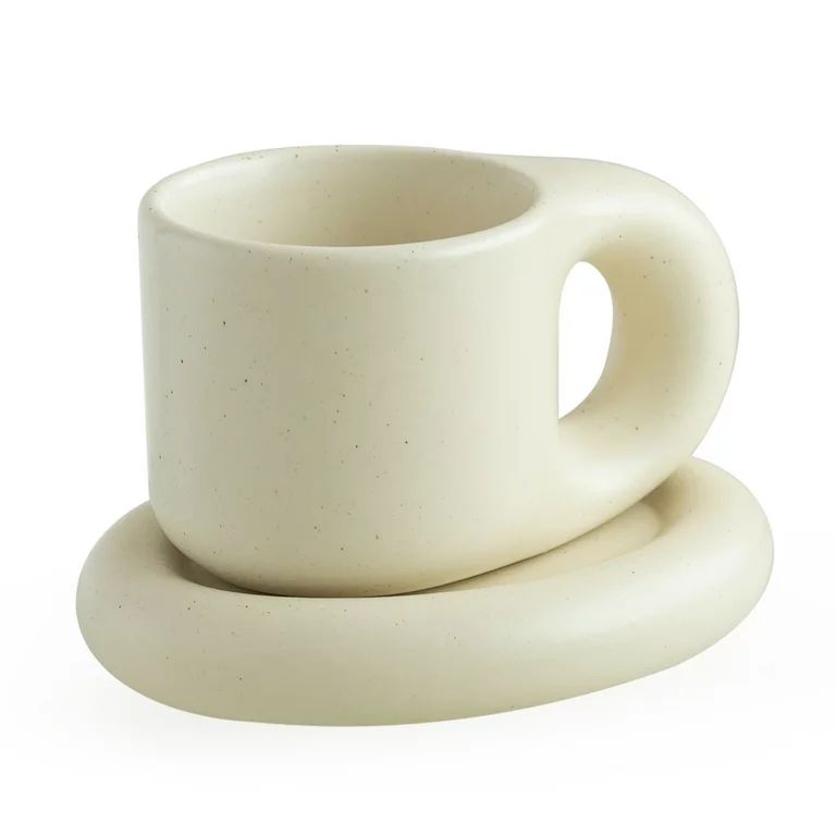 WENSHUO Chubby Cute Coffee Mug,Ceramic Cup & Saucer Sets for Office&Home, 9 oz for Latte Tea&Milk... | Walmart (US)
