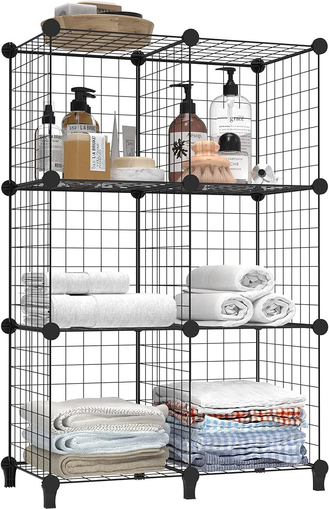 HOMIDEC Wire Cube Storage, Storage Shelves 6 Cube Bookshelf Bookcase Closet Organizer and Storage... | Amazon (US)