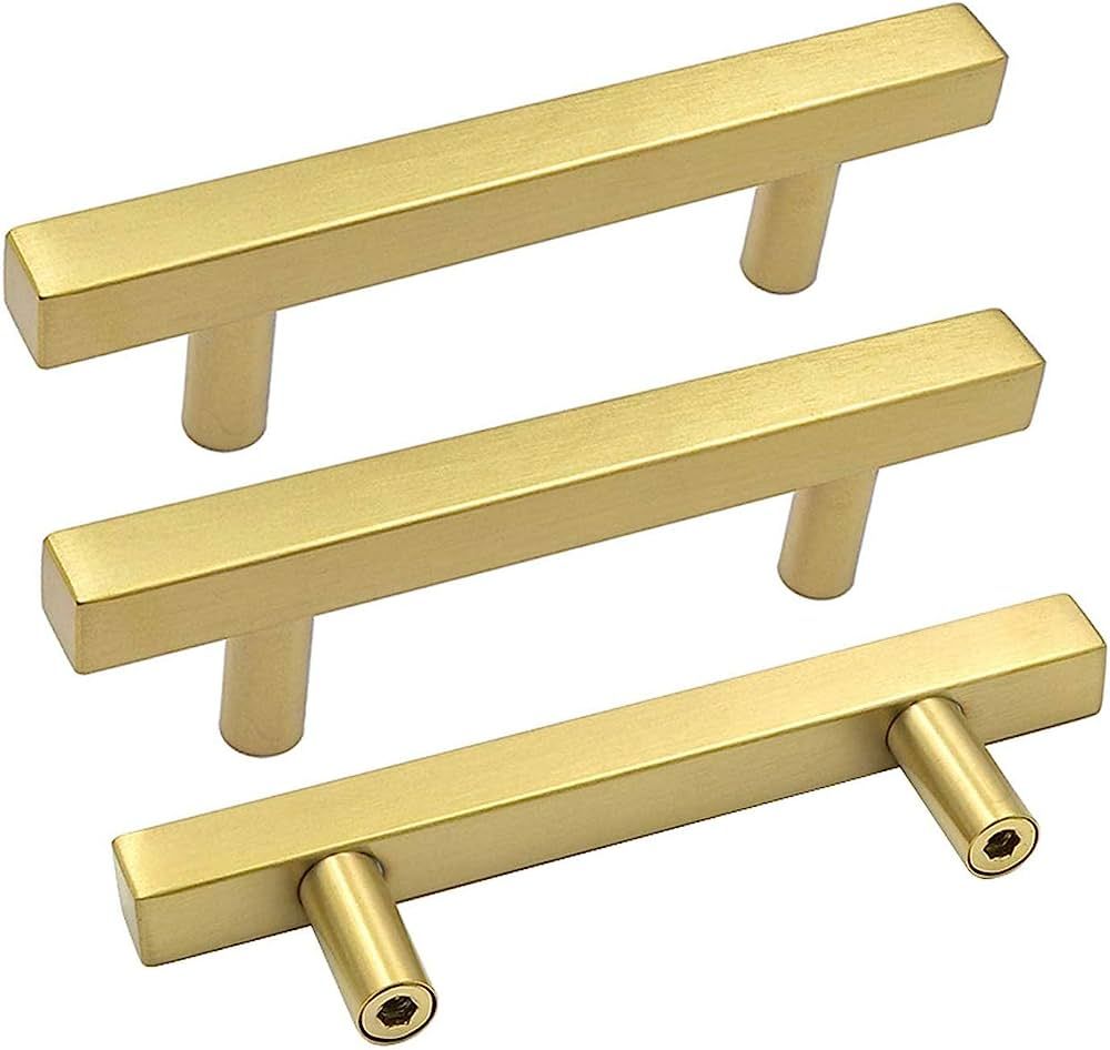 goldenwarm 3in Gold Drawer Pulls Brushed Brass Cabinet Pulls 15 Pack - LS1212GD76 Gold Drawer Kno... | Amazon (US)
