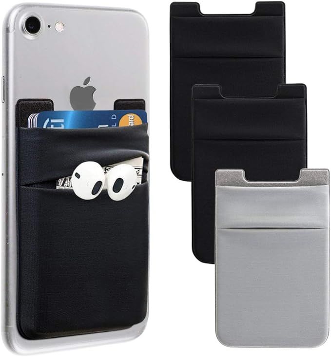 Phone Card Holder for Back of Phone, Stretchy Lycra Wallet Stick On Pocket Credit Card ID Case Po... | Amazon (US)