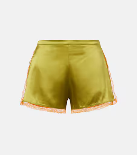 Lace-trimmed silk-blend satin shorts | Mytheresa (US/CA)