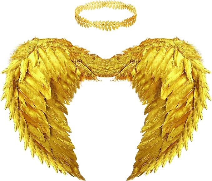 Halloween Wing Feather Wings Costume Wings and Roman Head Wreath Leaf Crown for Women Accessory K... | Amazon (US)