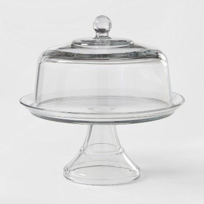 Classic 2pc Glass Cake Stand with Dome - Threshold™: Traditional Round Cupcake Display, Clear Glass, Hand Wash, 13.6" Height | Target