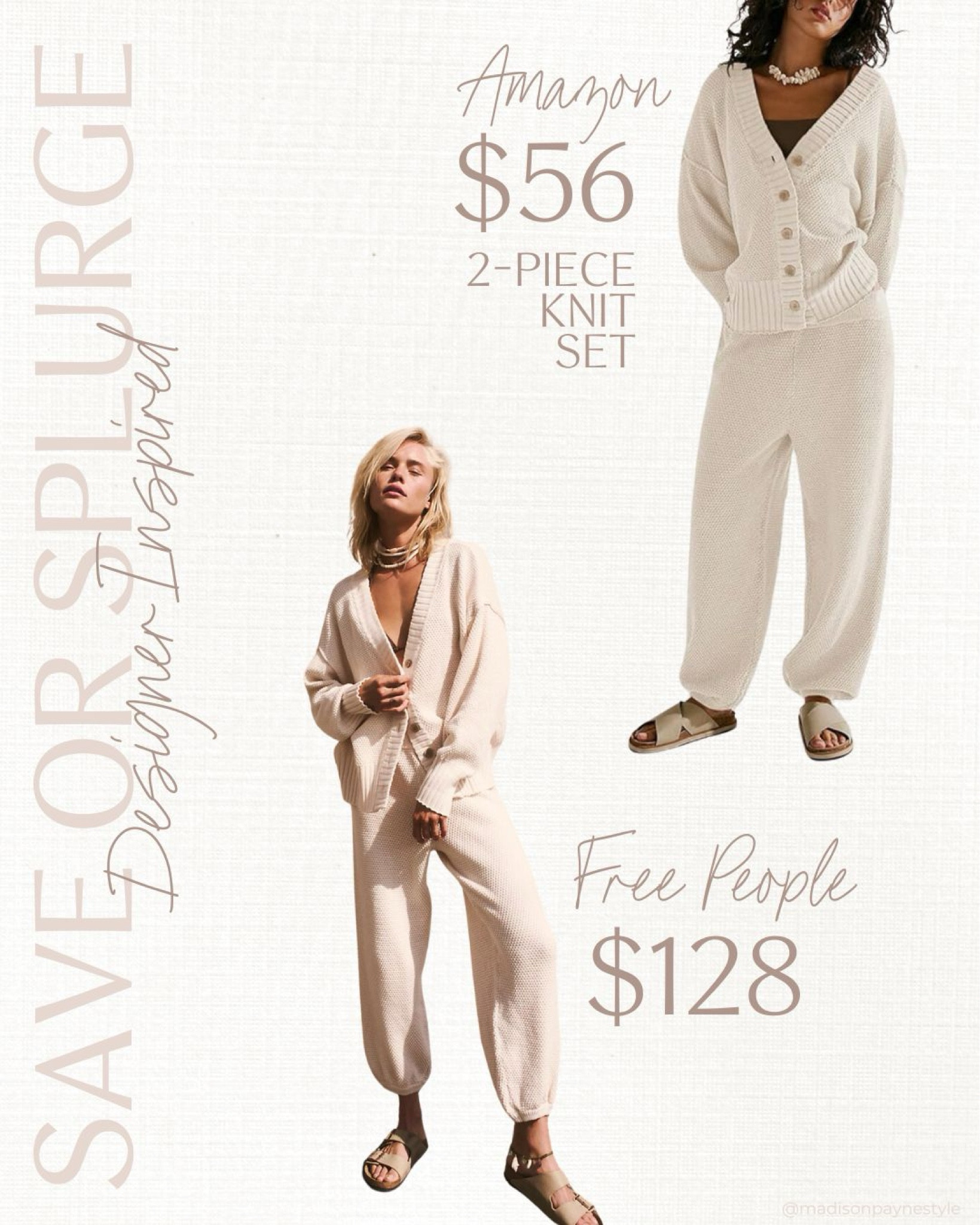 DESIGNER LOOK FOR LESS ✨ get the Free People 2-piece knit set for $128 or the Amazon look for less for $56! More linked below

Free People, Free People Set, Free People look for less, Look for less, Designer look for less, Madison Payne

#LTKfindsunder100 #LTKstyletip #LTKSeasonal