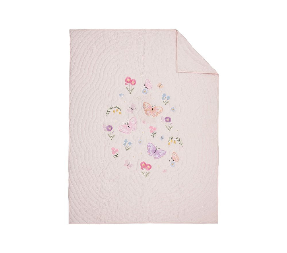 Wildflower Butterfly Quilt, Full/Queen, Pink Multi | Pottery Barn Kids
