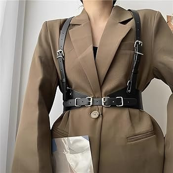 HLJA Waist Punk Harness Belt Fashion Body Chain Black Leather Goth Rave Adjustable Body Corset Ac... | Amazon (US)