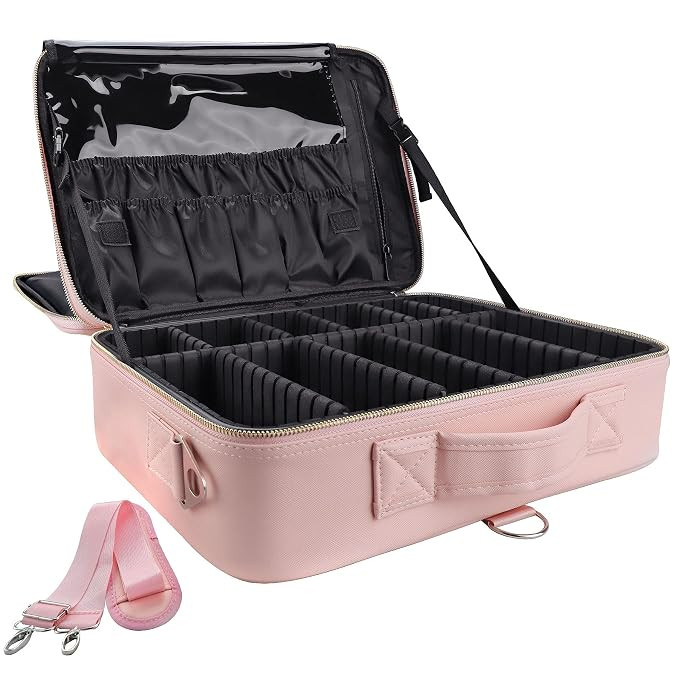 gzcz Travel Makeup Case Large Capacity Cosmetic Case Organizer 16 Inches Waterproof Portable Arti... | Amazon (US)