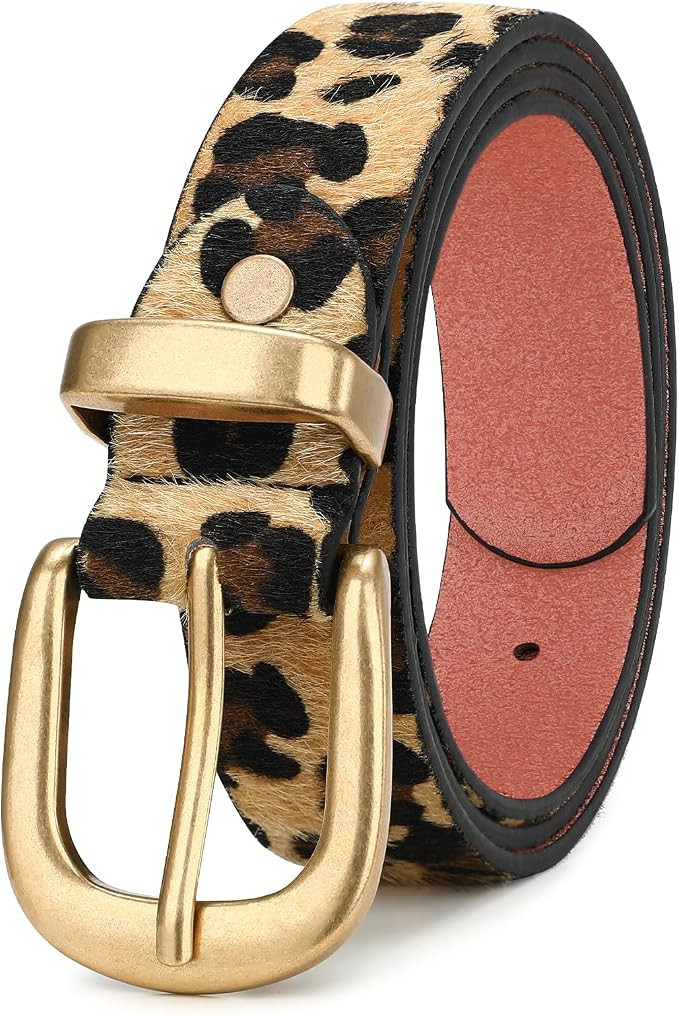 Women's Belt for Jean Pant, Women's Leather Belt for Dress with Silver/Gold Buckle | Amazon (US)