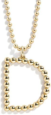BaubleBar Oversized Initial Pisa Necklace for Women, Gold-Plated Beaded Necklace, Perfect Persona... | Amazon (US)