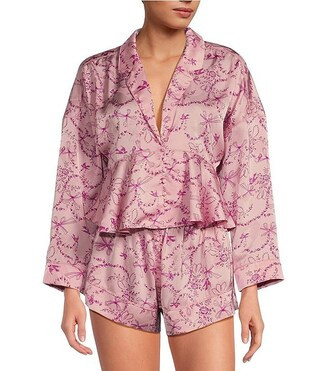 Beauty Sleep Long Sleeve Notch Collar Cropped PJ Set | Dillard's