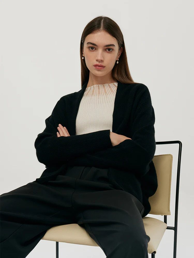 Pure Cashmere Crop Women Cardigan | GOELIA