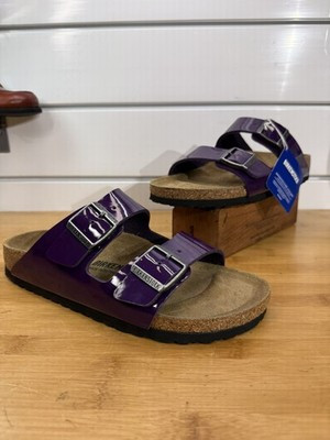 Birkenstock ARIZONA Womens 10 Mens 8 Leather PATENT Birko Flor Purple Plum B65 | eBay US