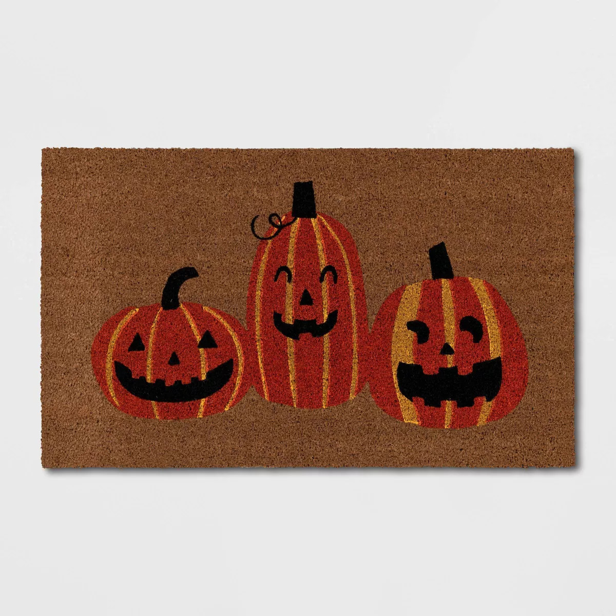 1'6"x2'6" Three Pumpkin Halloween Coir Doormat Natural - Hyde & EEK! Boutique™ | Target