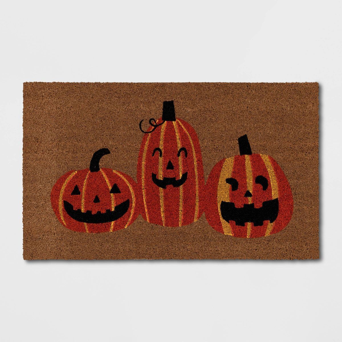 1'6"x2'6" Three Pumpkin Halloween Coir Doormat Natural - Hyde & EEK! Boutique™ | Target