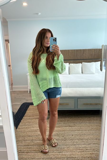 The sweater of the summer! The green is so pretty, and I love all the detail of the crochet! This would even be so cute a swimsuit coverup! My code BRITTH20 will get you 20% off everything not on sale from Pink Lily! 

Wearing size medium! 

#LTKFindsUnder50 #LTKStyleTip #LTKSeasonal