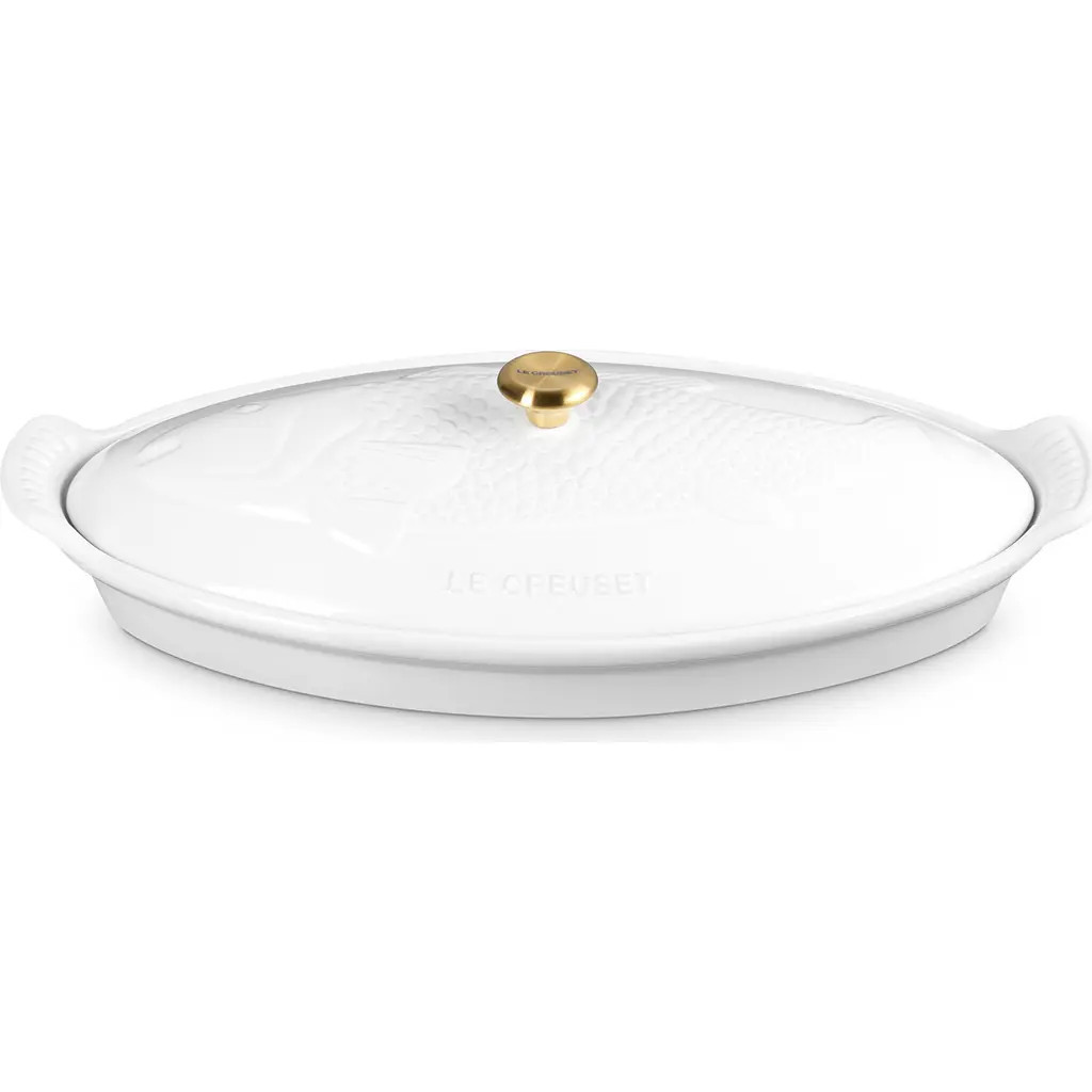 Le Creuset Heritage Covered Stoneware Fish Baker in White at Nordstrom | Nordstrom