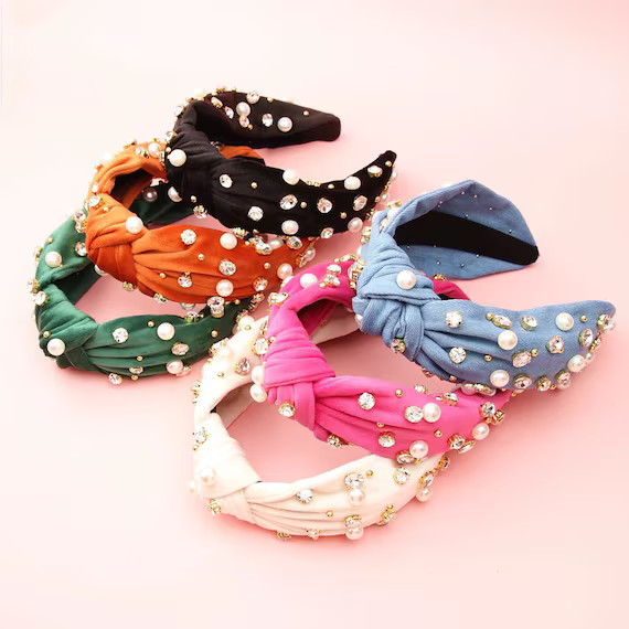 Knotted Jeweled Adult Headband With Faux Diamonds and Pearls  | Etsy Canada | Etsy (CAD)