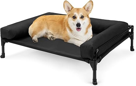 Veehoo Elevated Raised Dog Bed-Cooling Outdoor Dog Cot Bed for Medium Sized Dogs Three-Sided Fenc... | Amazon (US)