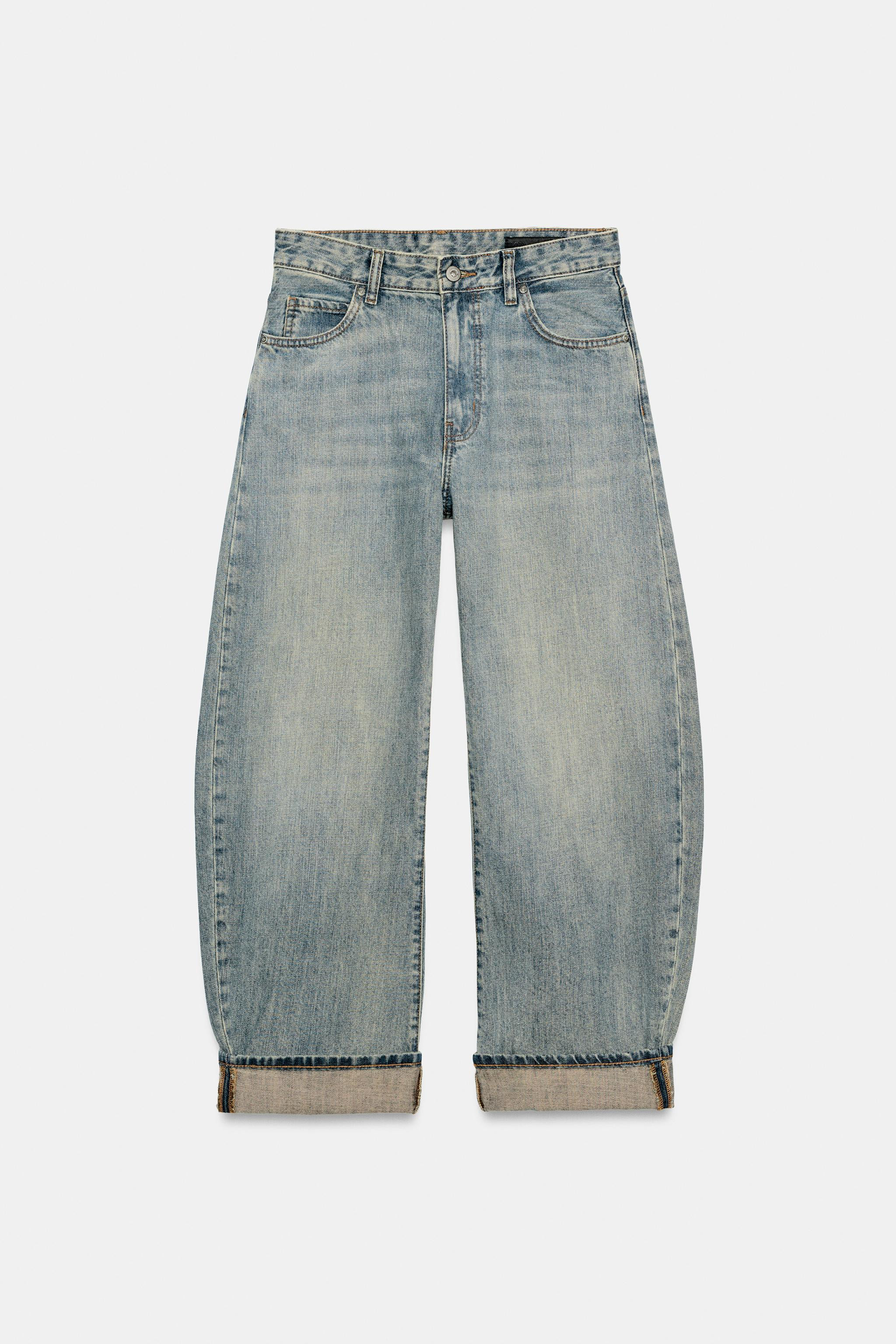 ZW COLLECTION MID-WAIST CUFFED BALLOON JEANS | Zara US