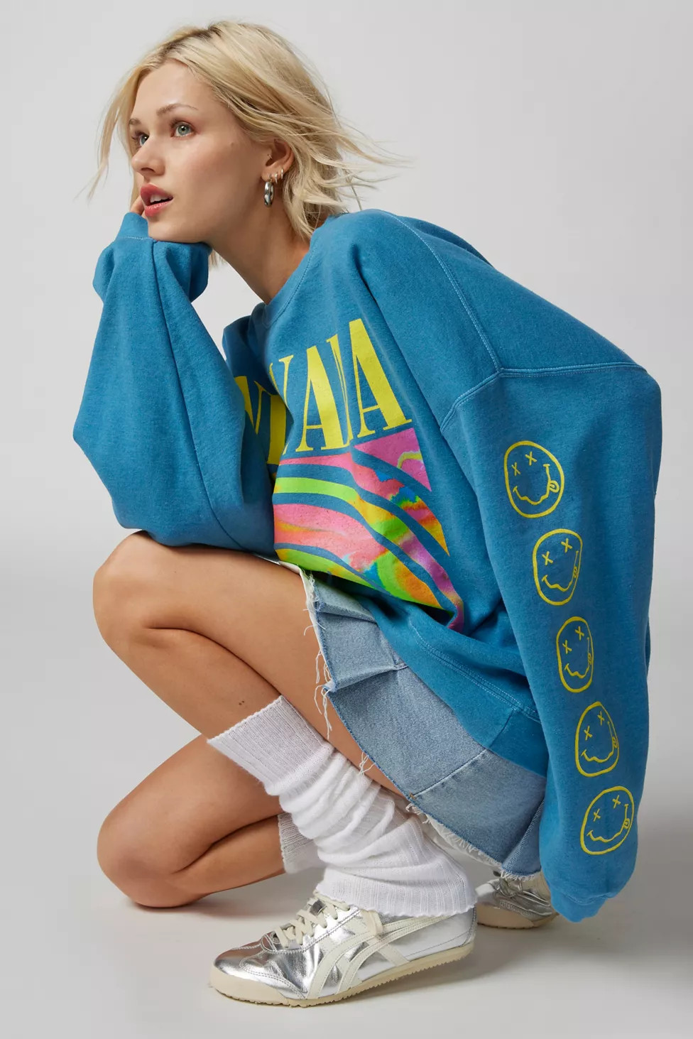 Nirvana Smile Overdyed Crew Neck Sweatshirt | Urban Outfitters (US and RoW)