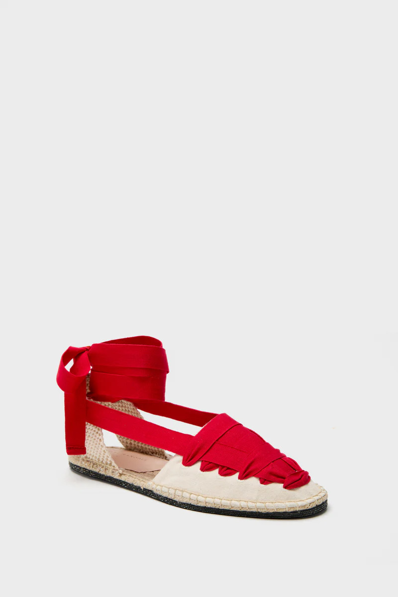 Red Lace-Up Natural Canvas Wilson Espadrilles | Tuckernuck (US)