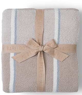 Barefoot Dreams CozyChic� Accent Stripe Throw Blanket - Stone/Multi | Dillard's