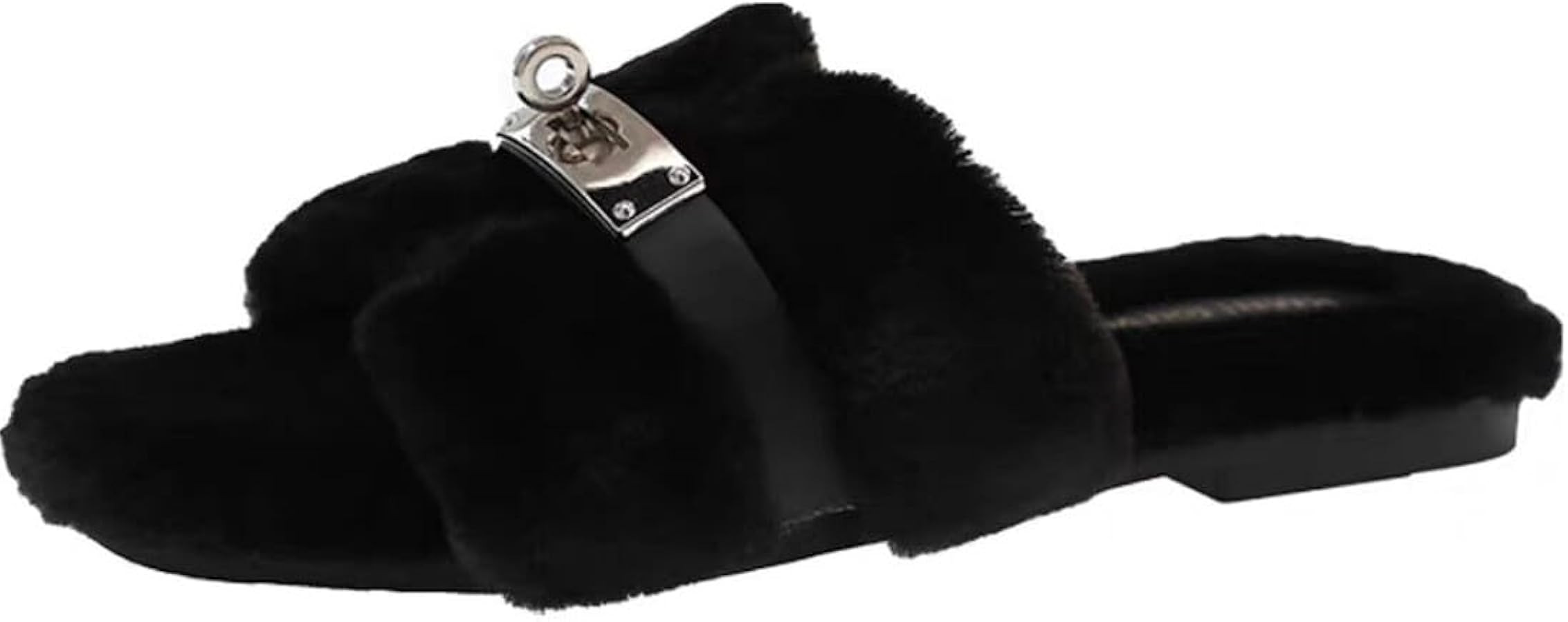 Axellion Womens Fuzzy Slides Open Toe Fluffy House Slippers Indoor Outdoor Furry Slide Sandals | Amazon (US)