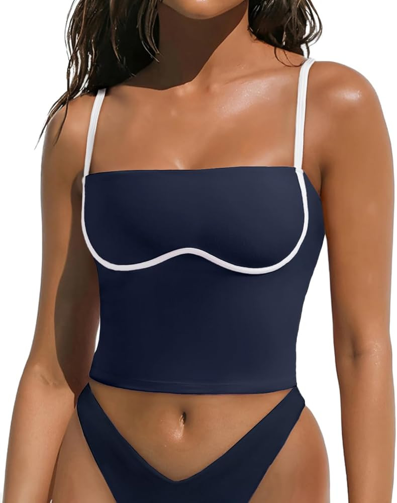 OMKAGI Womens Workout Tank Tops Adjustable Strap Longline Sports Bra Padded Sleeveless Top | Amazon (US)