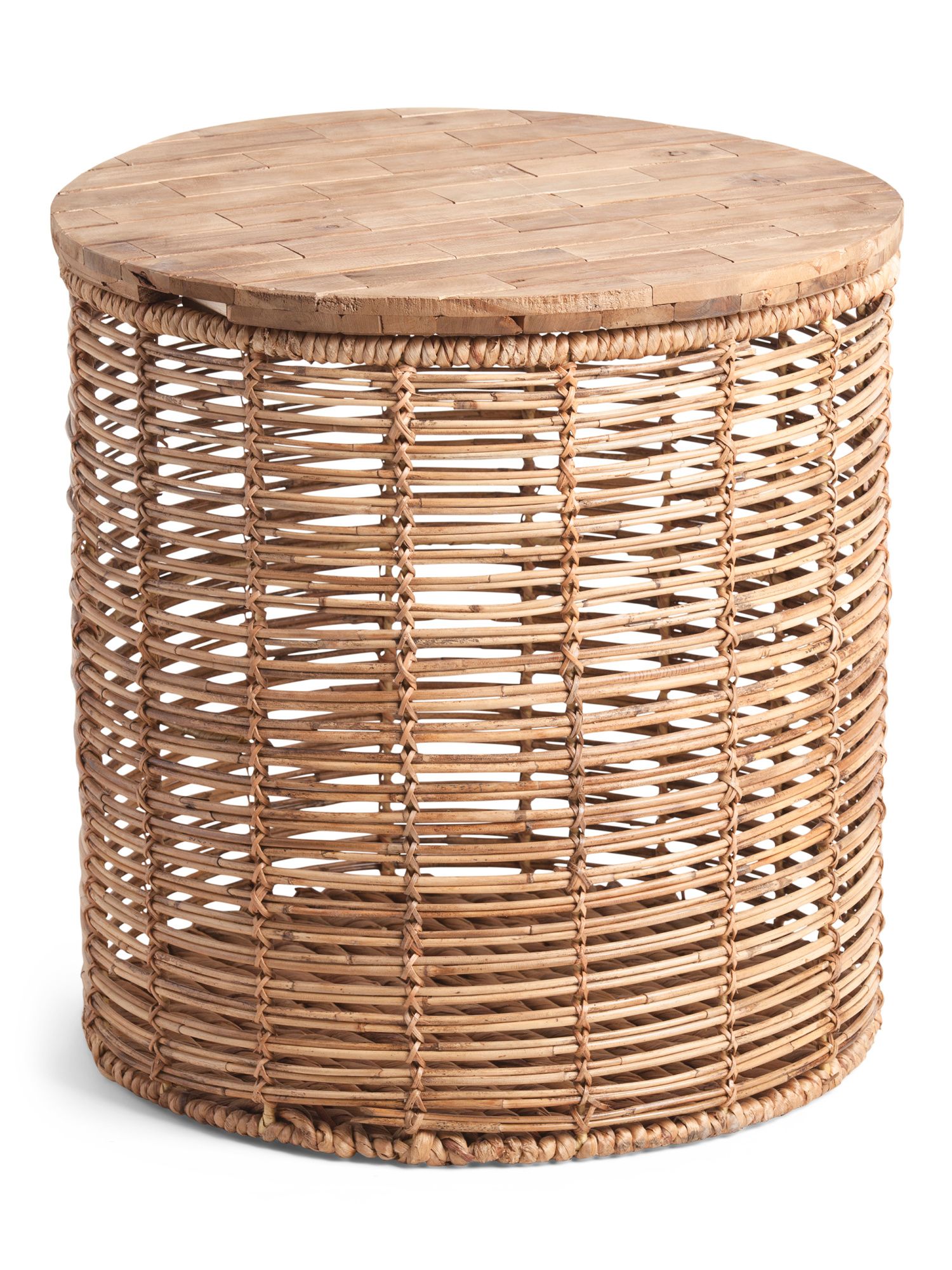 21x22 Rattan Wooden Lid Table | TJ Maxx