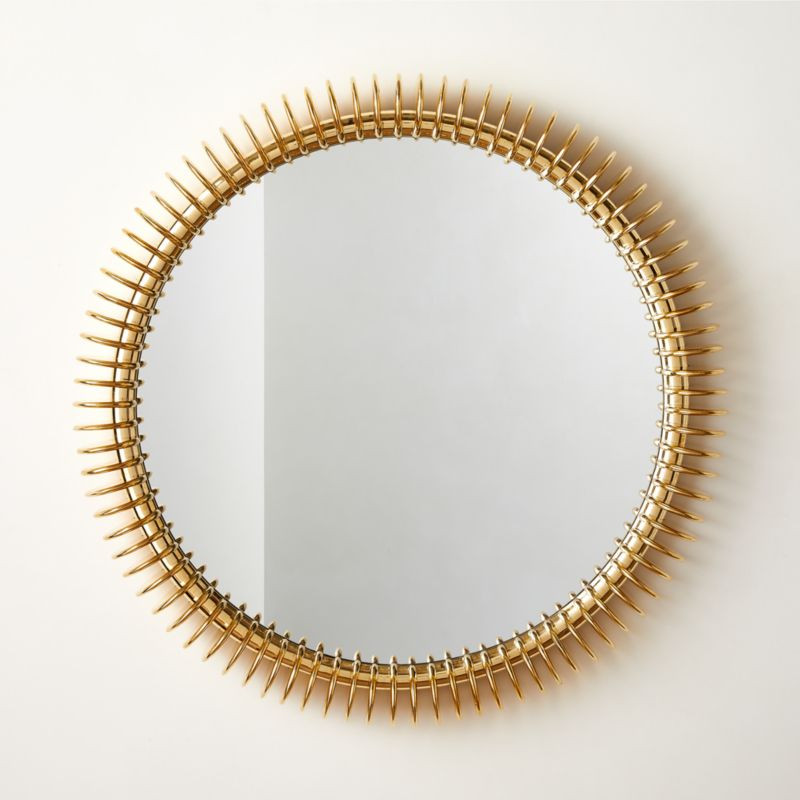 Meiko Unlacquered Brass Round Wall Mirror 36" + Reviews | CB2 | CB2