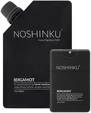 Noshinku Bergamot Pocket Hand Sanitizer Refill Kit | Refill Pouch + Sprayer Bundle | Organic Anti... | Amazon (US)