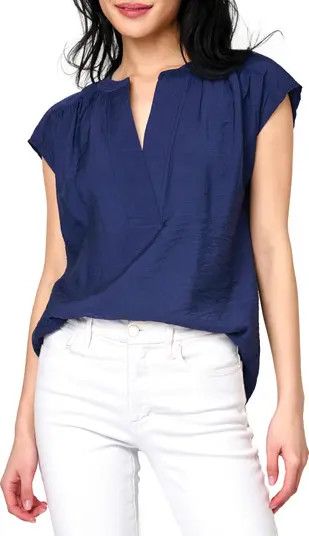 Split Neck Cap Sleeve High-Low Top | Nordstrom